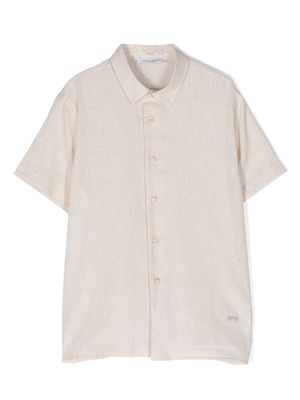 Paolo Pecora Kids embroidered-logo classic-collar shirt - Neutrals