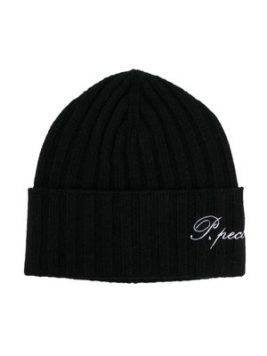 Paolo Pecora Kids embroidered-logo knitted beanie - Black
