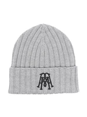 Paolo Pecora Kids embroidered-logo knitted beanie - Grey