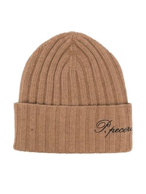 Paolo Pecora Kids embroidered-logo knitted beanie - Neutrals