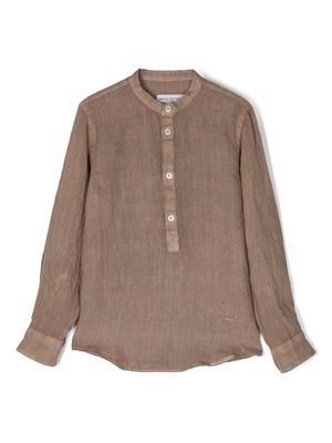 Paolo Pecora Kids embroidered-logo longsleeved shirt - Brown