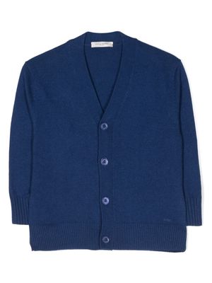 Paolo Pecora Kids fine-knit V-neck cardigan - Blue