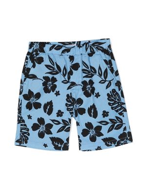 Paolo Pecora Kids floral-print knee-length shorts - Blue