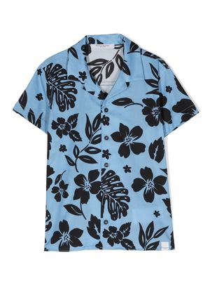 Paolo Pecora Kids floral-print short-sleeve shirt - Blue