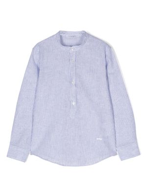 Paolo Pecora Kids logo-embroidered striped shirt - Blue