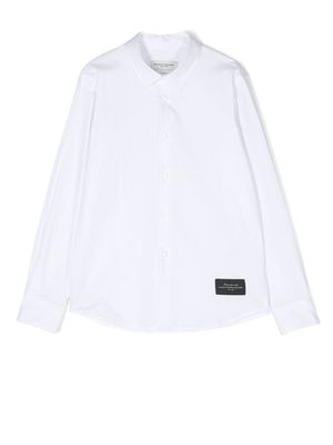 Paolo Pecora Kids logo-patch button-up shirt - White