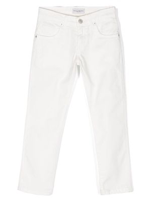 Paolo Pecora Kids logo-patch cotton jeans - White