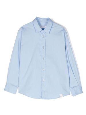 Paolo Pecora Kids logo-patch stretch-cotton shirt - Blue