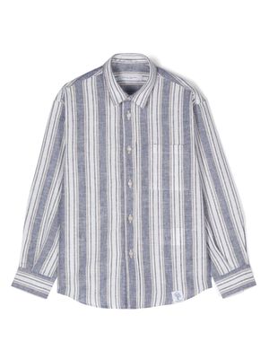 Paolo Pecora Kids logo-patch striped shirt - Blue