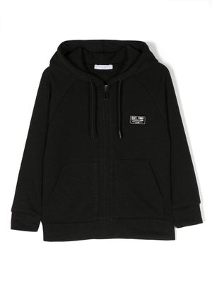 Paolo Pecora Kids logo-patch zip-up hoodie - Black