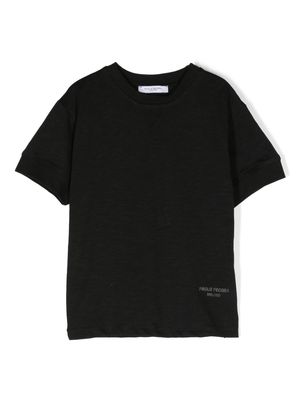 Paolo Pecora Kids logo-print crew-neck cotton T-shirt - Black