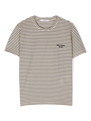 Paolo Pecora Kids logo-print striped T-Shirt - Neutrals