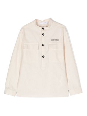 Paolo Pecora Kids logo-printed cotton-blend shirt - Neutrals