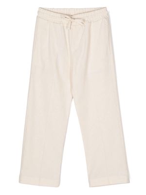 Paolo Pecora Kids logo-printed poplin trousers - Neutrals