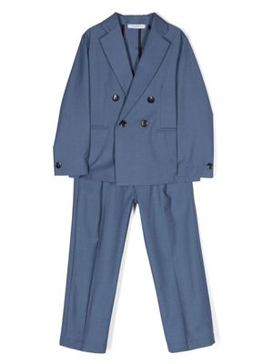 Paolo Pecora Kids notched-lapels double-breasted suit - Blue