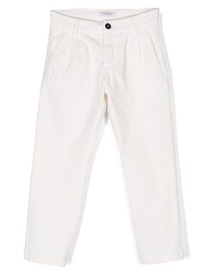 Paolo Pecora Kids pleat-detail cotton trousers - White
