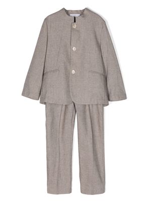 Paolo Pecora Kids single-breasted linen blend suit - Neutrals