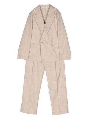 Paolo Pecora Kids slub-texture double-breasted suit - Neutrals