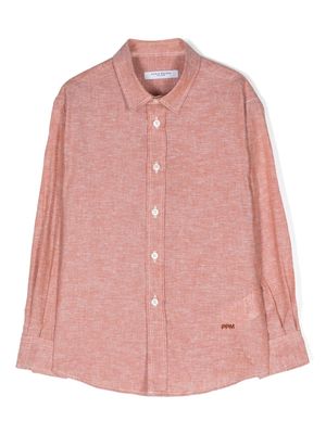 Paolo Pecora Kids slub-texture linen blend shirt - Brown