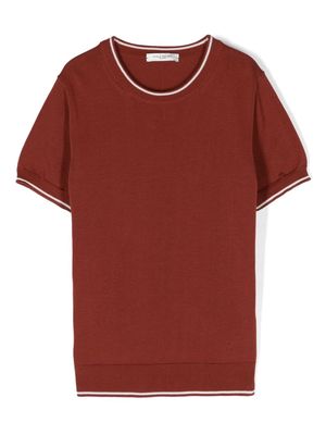 Paolo Pecora Kids stripe-edge cotton T-shirt - Red