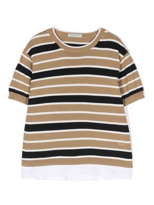 Paolo Pecora Kids stripe-pattern knitted T-shirt - Neutrals