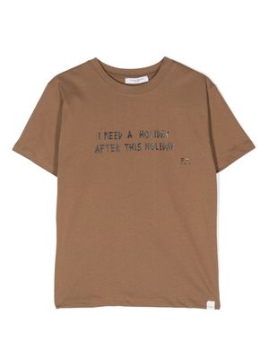 Paolo Pecora Kids text-print cotton T-shirt - Brown