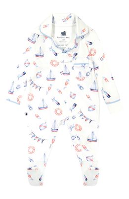 Paper Cape Classic Fitted Pima Cotton One-Piece Pajamas in Nautical Print