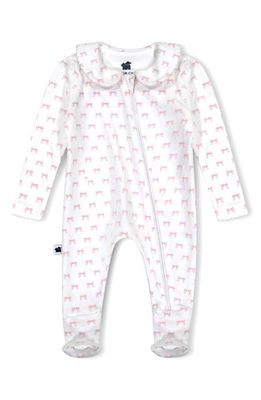 Paper Cape Peter Pan Collar Fitted Pima Cotton One-Piece Pajamas in Pink Bows Print