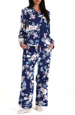 Papinelle Alice Floral Cotton Blend Pajamas in Navy