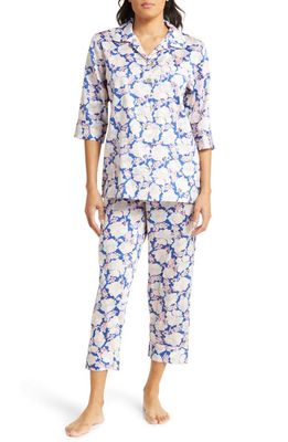 Papinelle Cara Crop Cotton Sateen Pajamas in Sapphire