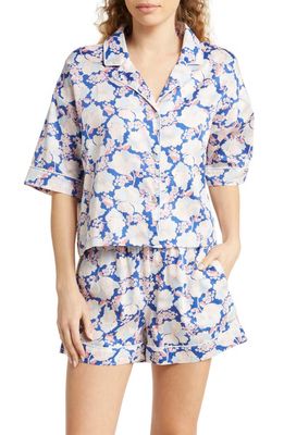 Papinelle Cara Relaxed Fit Cotton Sateen Short Pajamas in Sapphire