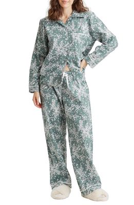 Papinelle Cheri Blossom Floral Print Pajamas in Deep Moss