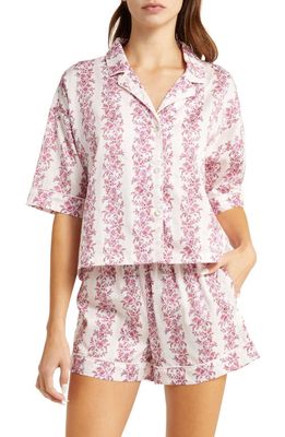 Papinelle Helena Floral Print Cotton Short Pajamas in Pink