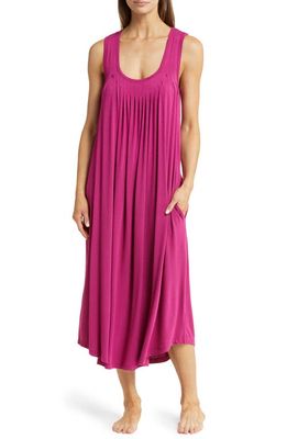 Papinelle Kate Pleated Nightgown in Dark Raspberry