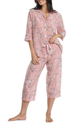 Papinelle Lou Lou Floral Print Cotton & Silk Pajamas in Pink