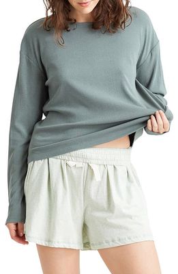 Papinelle Luxe Rib Long Sleeve Pajama Shirt in Deep Moss