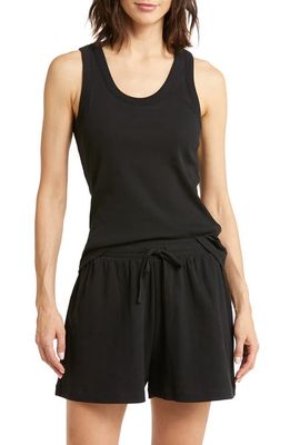 Papinelle Milla Ribbed Stretch Cotton Short Pajamas in Black