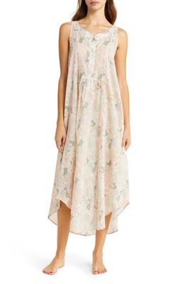 Papinelle Phoebe Floral Print Cotton Voile Nightgown in Sage