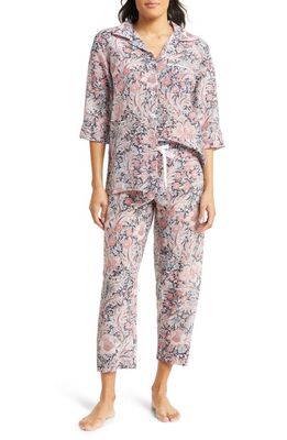 Papinelle Sienna Cotton Sateen Crop Pajamas in French Blue