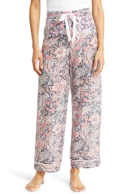 Papinelle Sienna Floral Semisheer Cotton Sateen Pajama Pants in French Blue