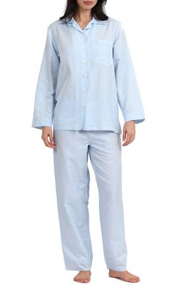 Papinelle Spot Print Cotton & Silk Pajamas in Capri Blue And White Spot