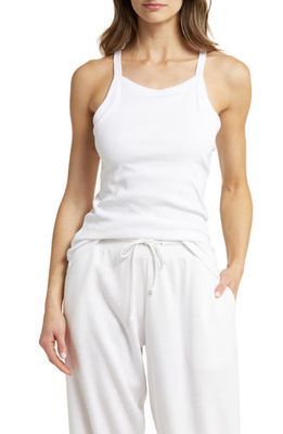 Papinelle Stretch Cotton Rib Pajama Tank Top in White