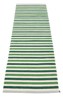PAPPELINA Teo Stripe Woven Indoor/Outdoor Rug in Green Tones