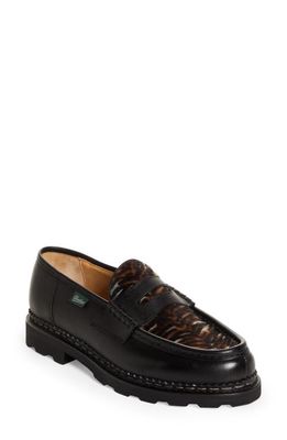 PARABOOT Reims Mixed Media Lug Sole Loafer in Lisse Noir And Poils Tigre