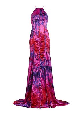 Parachute Abstract Halter Gown