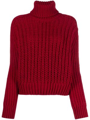 Parajumpers Ellen logo-patch chunky-knit jumper - Red