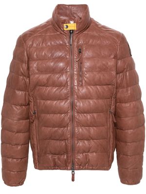 Parajumpers Ernie leather quilted jacket - Brown