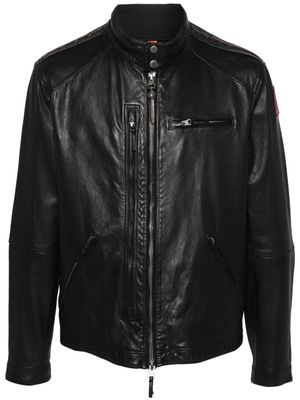 Parajumpers Justin zip-up leather jacket - Black