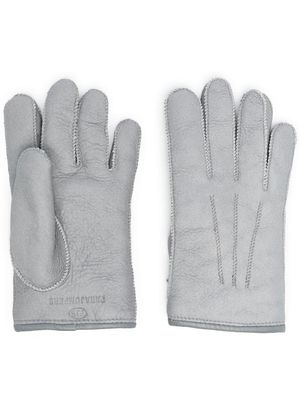 Parajumpers logo-embossed shearling gloves - Grey