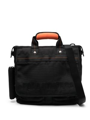 Parajumpers logo-patch leather laptop bag - Black